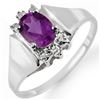 1.23 CTW Amethyst & Diamond Ring 10K White Gold - REF-15K3W - 10382