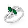 0.45 CTW Emerald & Diamond Ring 18K White Gold - REF-31Y3K - 12780