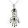 7.65 CTW Green Tourmaline & Diamond Necklace 18K White Gold - REF-289Y3K - 11174
