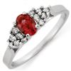 0.74 CTW Pink Tourmaline & Diamond Ring 10K White Gold - REF-18M4H - 10900