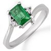 0.60 CTW Emerald & Diamond Ring 10K White Gold - REF-16K2W - 11370