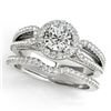 1.36 CTW Certified VS/SI Diamond 2Pc Wedding Set Solitaire Halo 14K White Gold - REF-220N2Y - 30873