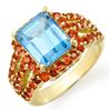 5.0 CTW Red Sapphire & Blue Topaz Ring 10K Yellow Gold - REF-59X6T - 11728