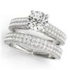 1.76 CTW Certified VS/SI Diamond Pave 2Pc Set Solitaire Wedding 14K White Gold - REF-249N5Y - 32132