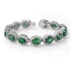 30.05 CTW Emerald & Diamond Bracelet 14K White Gold - REF-618N2Y - 13346