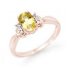 1.40 CTW Yellow Sapphire & Diamond Ring 14K Rose Gold - REF-36X4T - 14071