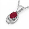 1.25 CTW Ruby & Micro Pave VS/SI Diamond Necklace 10K White Gold - REF-18M9H - 22354