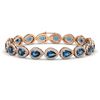 16.59 CTW London Topaz & Diamond Halo Bracelet 10K Rose Gold - REF-281M6H - 41127