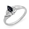 0.26 CTW Blue Sapphire & Diamond Ring 18K White Gold - REF-22Y4K - 12344