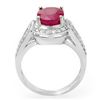 Image 2 : 4.50 CTW Ruby & Diamond Ring 14K White Gold - REF-85H5A - 14541