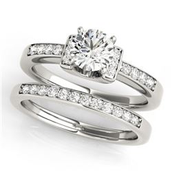 0.76 CTW Certified VS/SI Diamond Solitaire 2Pc Set 14K White Gold - REF-134K5W - 31583