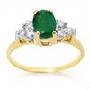 1.18 CTW Emerald & Diamond Ring 14K Yellow Gold - REF-26Y4K - 13966