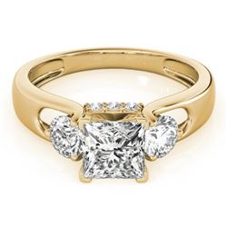 1.35 CTW Certified VS/SI Princess Cut Diamond 3 Stone Ring 18K Yellow Gold - REF-238T2M - 28034