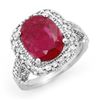 Image 1 : 9.40 CTW Ruby & Diamond Ring 14K White Gold - REF-180X2T - 13445