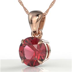 2 CTW Pink Tourmaline Designer Solitaire Necklace 14K Rose Gold - REF-32M8H - 22035