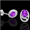 Image 2 : 2.50 Amethyst & Micro Pave VS/SI Diamond Stud Earrings 10K White Gold - REF-25N6Y - 22323