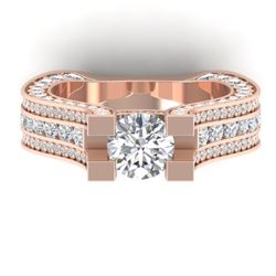 4.5 CTW Certified VS/SI Diamond Art Deco Micro Ring 14K Rose Gold - REF-572H4A - 30286