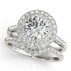 1.77 CTW Certified VS/SI Diamond 2Pc Wedding Set Solitaire Halo 14K White Gold - REF-241Y3K - 30900