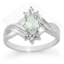 0.62 CTW Aquamarine & Diamond Ring 10K White Gold - REF-14N9Y - 10700