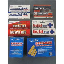 Lot of 6 New First aid / Bandaids/first aid cream/anti itch/muscle rub &