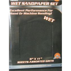 New Wet Sandpaper set / 9 x 11" sheets / 60-100-150-240 grits / 10 each