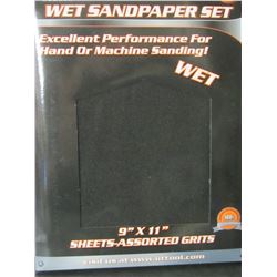 New Wet Sandpaper set / 9 x 11" sheets / 60-100-150-240 grits / 10 each
