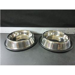 2 New Stainless Steel non skid Pet Bowls for small to Medium pets