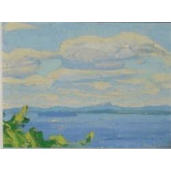 SIMPKINS, Ronald, 1942-    .   Summer Lake View, Laurentians, Quebec .  Huile sur toile, signée....