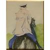 Image 1 : VILLON, Jacques, 1875-1963.  "Study of a Rider".  Aquarelle, signée.  École française....