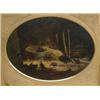 Image 1 : JACQUES, Charles Emile, 1813-1894.  "Extérieur de Basse-Cour".  Huile sur panneau, ovale, initial...