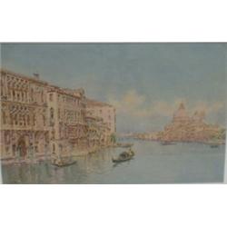 COLLE, Gino De.  "A Venetian Canal View".  Aquarelle, signée.  École italienne....