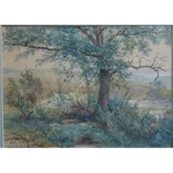 ELTEN, Hendrik Dirk Kruseman Van, 1829-1904.  "River View beyond the Tree".  Aquarelle, signée....