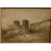 Image 1 : École anglaise 19e S./19th C. English School.  "Approaching the Castle Gates".  Aquarelle....