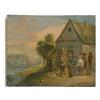 Image 1 : École européenne 19e S./19th C. European School.  "Outside the Tavern".  Huile sur métal....