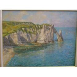 FREDRIKSEN, Stinius, 1902-1977.  "Falaise sur la mer".  Huile sur toile, signée.  École norvégien...