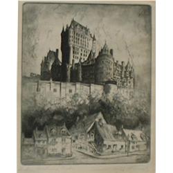 STERNER, Malte, 1903-1952.  "Château Frontenac à Québec".  Eau-forte, signée et titrée au crayon....