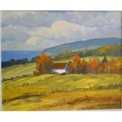 BERGERON, Christian, 1945-    .  "Aux Eboulements".  Huile sur toile, signée.  Titrée verso....