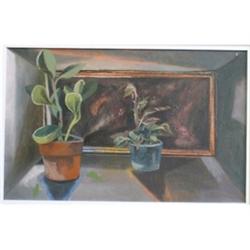 CAISERMAN-ROTH, Ghitta, R.C.A., 1923-   .  "Potted Plants".  Huile sur toile, signée....