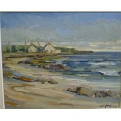 AYOTTE, Léo, 1909-1976.  "Scène à Gaspé".  Huile sur toile, signée et datée "73"....