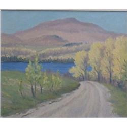PFEIFFER, Gordon Edward, 1899-1983.  "Laurentian Lake View from the Road".  Huile sur panneau, si...