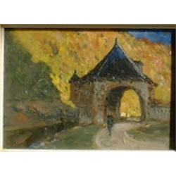 SANDHAM, John Henry, R.C.A., 1841-1910.  "Western Bastion of Château Fort Bouillon".  Huile sur p...