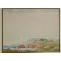NORWELL, Graham Noble, 1901-1967.  "Lighthouse, Gaspé Coast, Quebec".  Aquarelle, signée.  Waterc...