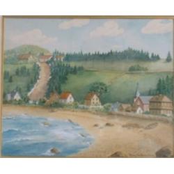 LE BOUTILLIER, Ruby Vivian, 1898-1986.  "Near Métis, Québec".  Aquarelle, signée.  Signée et titr...