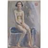 Image 1 : HÉBERT, Henri, R.C.A., 1884-1950.  "Seated Nude".  Aquarelle, cachet d'atelier.  Watercolour, stu...