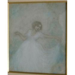 DE BELLE, Charles Ernest, A.R.C.A., 1873-1939.  "Jeune danseuse".  Pastel, monogrammé.  Pastel, m...