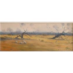 MONTPETIT, Richard, 1950-    .  "La Retraite" et/and "Lumière et Peupliers".  2 huiles sur pannea...