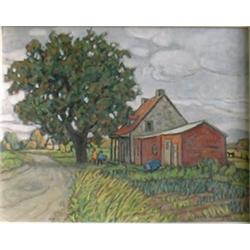 MORENCY, André, 1910-    .  "La Route".  Huile sur panneau, signée et datée "71".  Titrée verso....