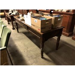 ANTIQUE DARK WOOD SINGLE DRAWER OFFICE DESK