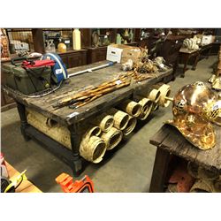 LARGE DISTRESSED DARK WOOD TABLE