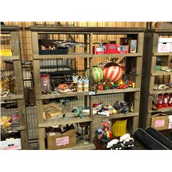 LARGE 4 TIER WOODEN BOOKSHELF WITH ASSORTED GENERAL STORE ITEMS